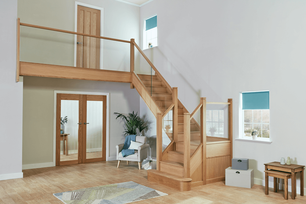glass and oak staircase