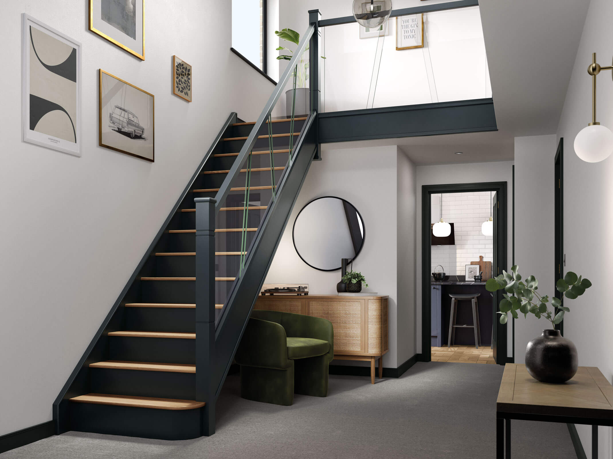 Painted Glass Staircase Oak Staircases Neville Johnson