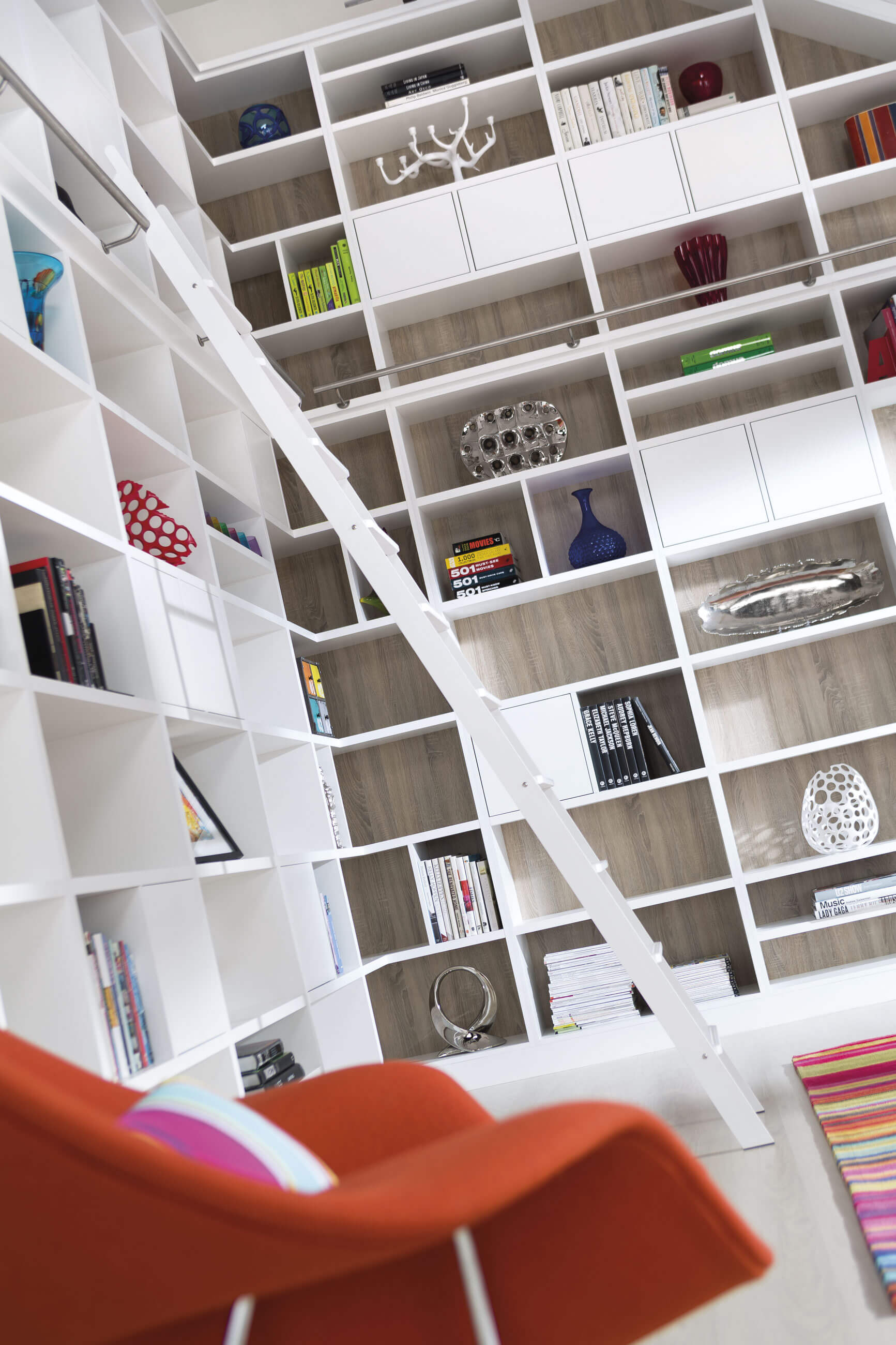 Contemporary White Library - Neville Johnson