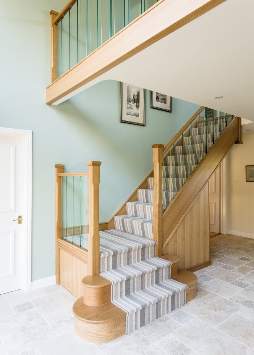 Oak Staircase With Glass Spindles Neville Johnson